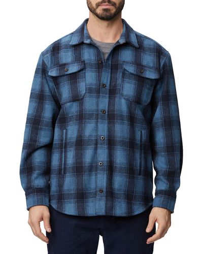 Rainforest Wool Blend Plaid Shirt Jacket - Blue