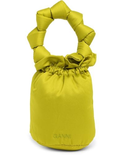Ganni Satin Knots Bucket Bag - Yellow