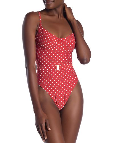Onia Danielle Underwire One Piece Swimsuit - Burnt Red Polka Dot