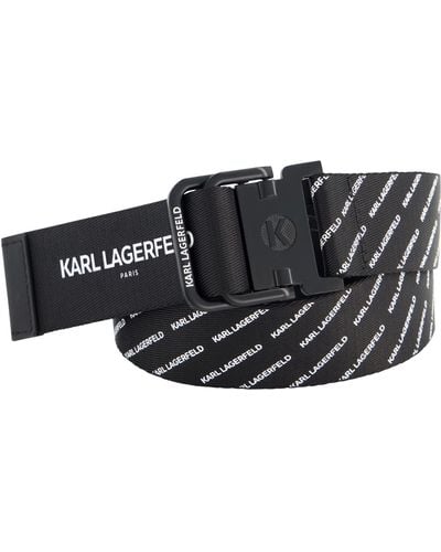 Karl Lagerfeld Logo Double D Ring Webbing Belt - Black