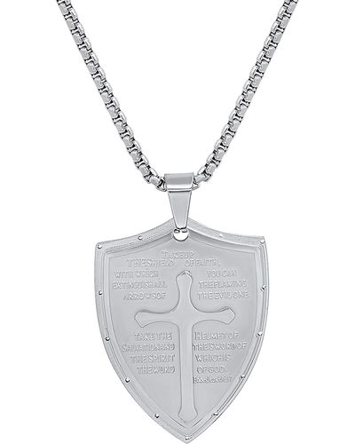 HMY Jewelry The Shield Of Faith Pendant Necklace - Gray