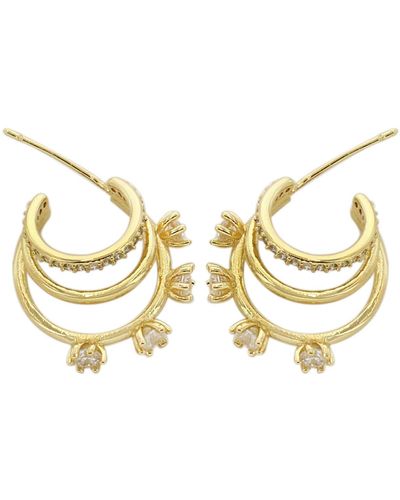 Panacea Cz Triple Hoop Earrings - Metallic