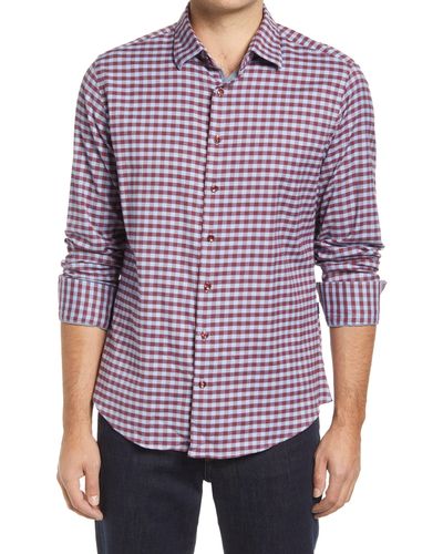 Stone Rose Dry Touch® Check Performance Flannel Button-up Shirt - Purple
