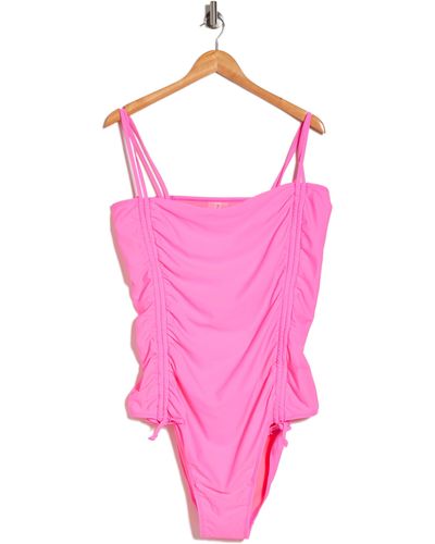 Cyn and Luca Ruched One-piece Swimsuit - Pink