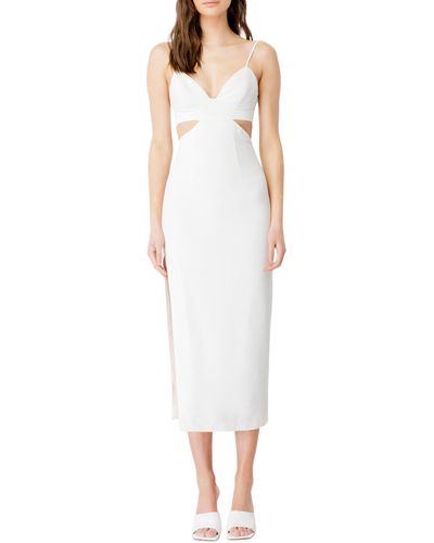 Bardot Cutout Sleeveless Midi Dress - White