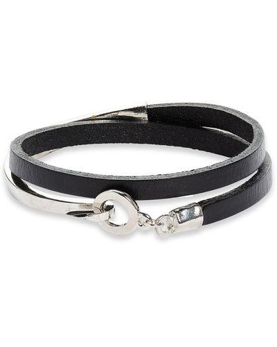 AREA STARS Faux Leather Wrap Bracelet - Black