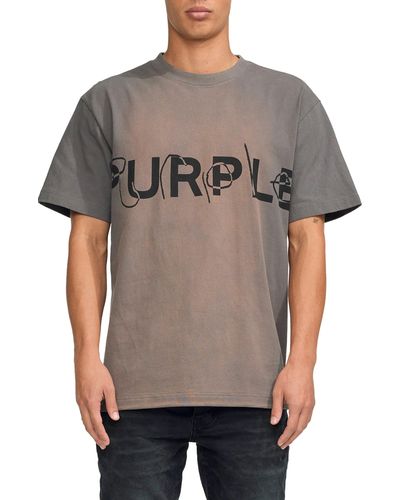 Purple Brand Logo Cotton Jersey Graphic T-shirt - Gray