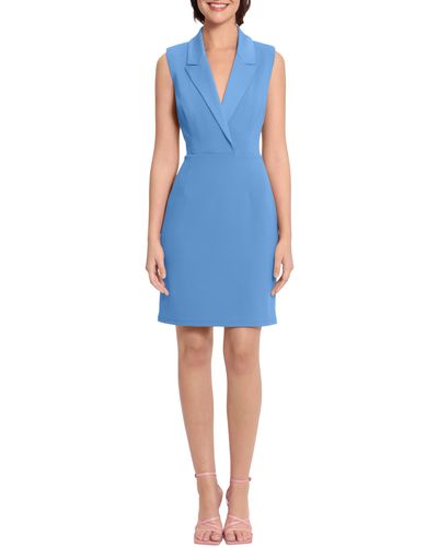 Donna Morgan Tuxedo Sleeveless Sheath Dress - Blue