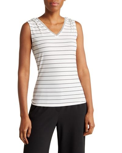 Nordstrom Pleat Shoulder Fitted Tank - White