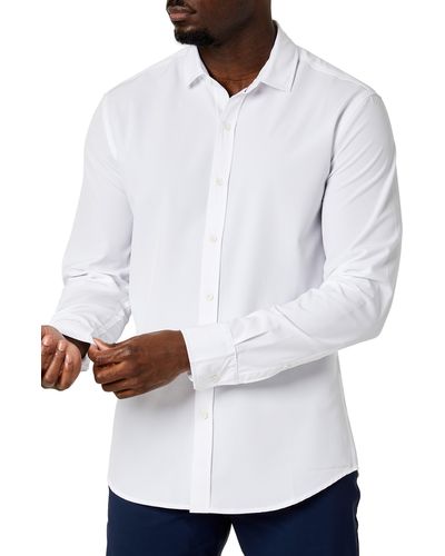 Kenneth Cole Solid Stretch Button-up Sport Shirt - White