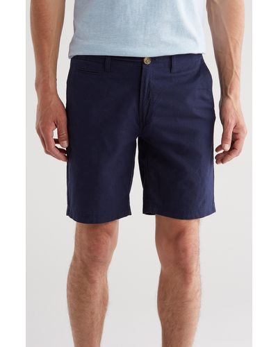 14th & Union Linen Blend Trim Fit Shorts - Blue
