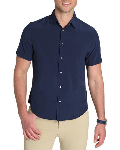 Jachs New York Gravity Short Sleeve Button-up Shirt - Blue