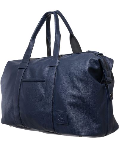 Xray Jeans Pebbled Faux Leather Travel Duffle Bag - Blue