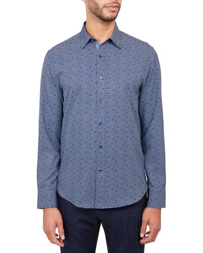 Con.struct Slim Fit Dotted 4-way Stretch Performance Button-down Shirt - Blue