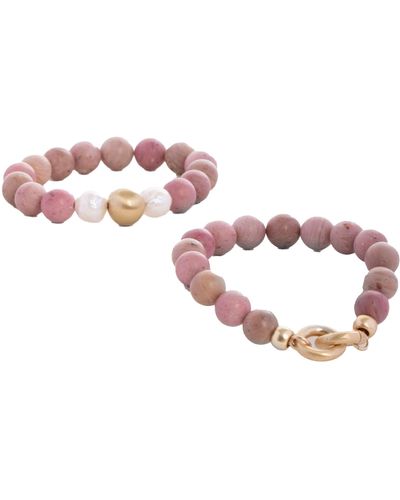 Saachi Set Of 2 Eternity Stretch Bracelets - Pink