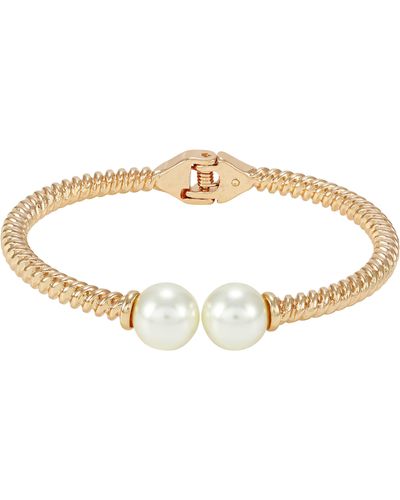 Tahari Imitation Pearl Cuff Bracelet - Metallic
