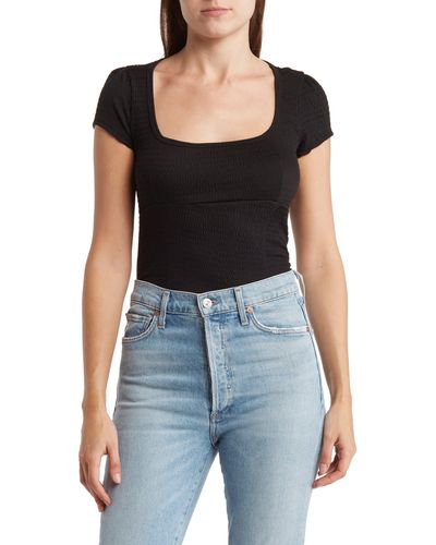 Lush Seam Detail Corset Top - Black