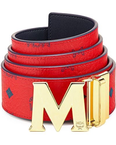 MCM Flat M Reversible Belt - Red