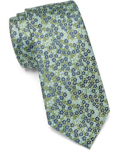Ben Sherman Floral Print Tie - Blue