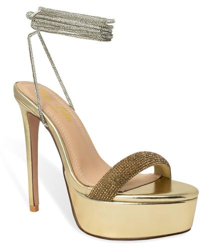 In Touch Footwear Alessia Rhinestone Platform Sandal - Metallic