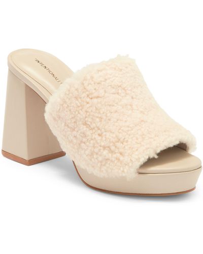 INTENTIONALLY ______ Tian Faux Shearling Slide Sandal - Natural
