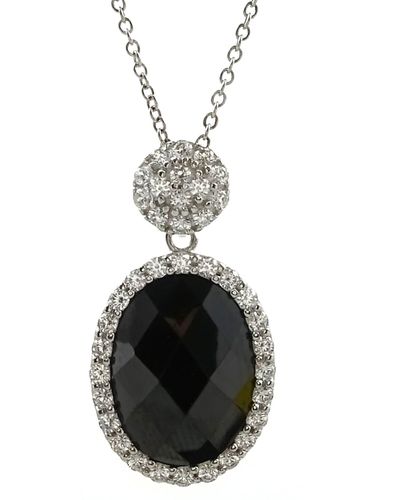 Savvy Cie Jewels Sterling Silver Cz Drop Necklace - Black