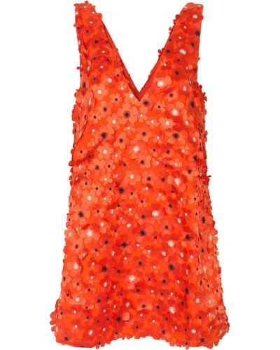 Stine Goya Elena Floral Appliqué Dress In 3088 Orange Blossom At Nordstrom Rack - Red