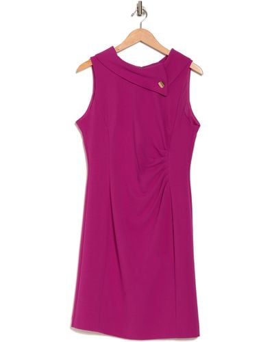 Tahari Envelope Neck Sleeveless Career Dress - Purple