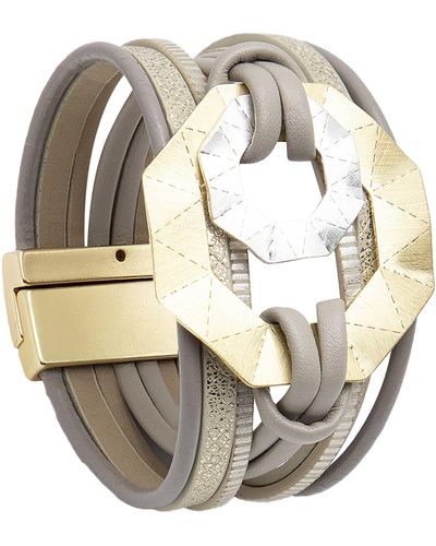 Saachi Leather Octagon Bracelet - Natural