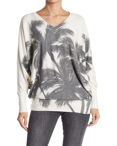 Go Couture Dolman Sleeve Tunic Sweater - Gray