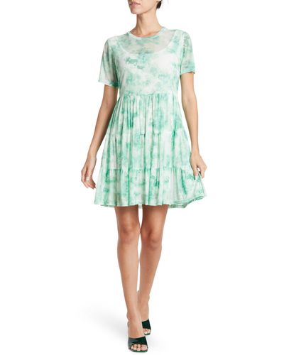 Love By Design Cate Floral Print Tiered T-shirt Dress - Green