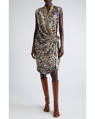 Dries Van Noten Dosmos Embellished Silk Wrap Dress - Multicolor