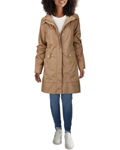 Cole Haan Back Bow Packable Hooded Raincoat - Natural