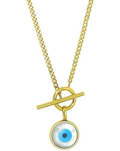 Savvy Cie Jewels 14k Gold Plated Evil Eye Toggle Necklace - Yellow