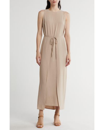 1.STATE Tie Front Panel Maxi Dress - Natural