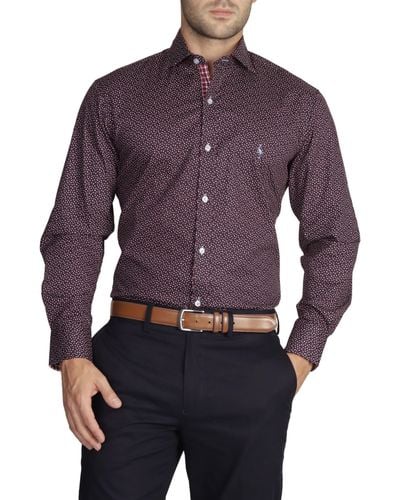 Tailorbyrd Mini Paisley Long Sleeve Button-down Shirt - Purple