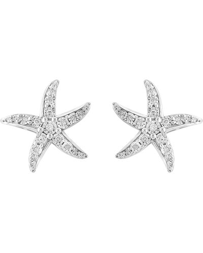 Effy Sterling Silver Diamond Starfish Stud Earrings - Metallic