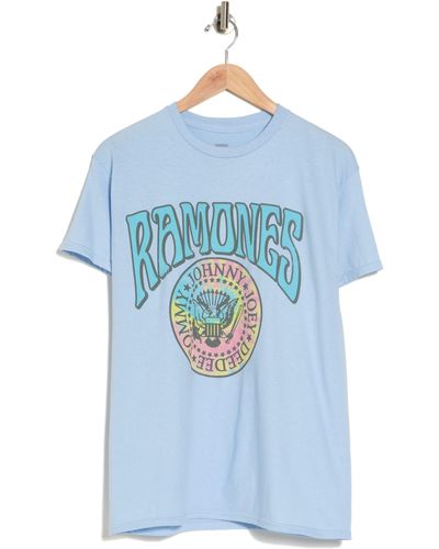 Merch Traffic Ramones Tie Dye Cotton Graphic T-shirt - Blue