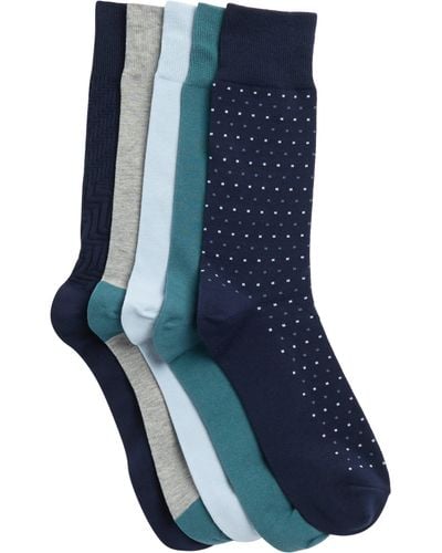 Nordstrom 5-pack Texture Crew Socks - Blue