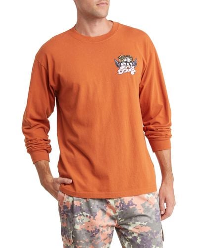 Obey Cherubs Long Sleeve Cotton T-shirt - Orange