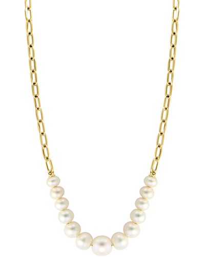 Effy 14k Yellow Gold 4-6.5mm Freshwater Pearl Frontal Necklace - Multicolor