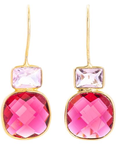 Saachi Two-tone Drop Earrings - Pink