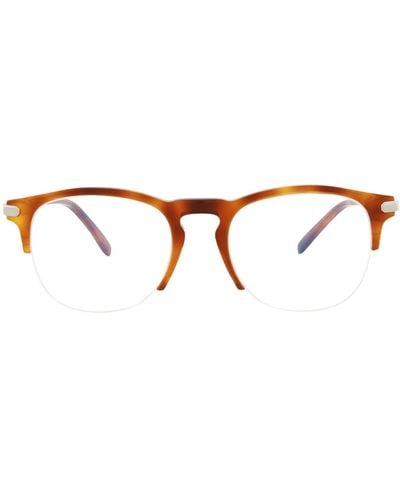 Brioni Fashion 51mm Round Optical Glasses - Brown