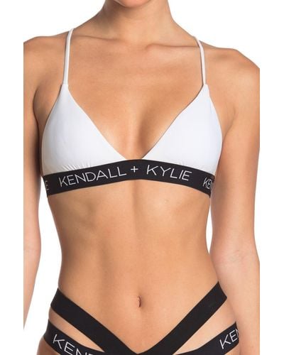 Kendall + Kylie Kendall + Kylie Logo Band Bikini Top In White At Nordstrom Rack