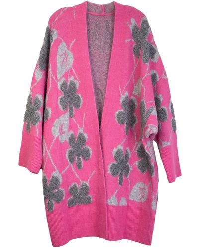 Saachi Fiore Floral Open Front Cardigan - Pink