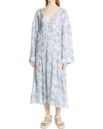Vince Dahlia Print Long Sleeve Dress - Blue