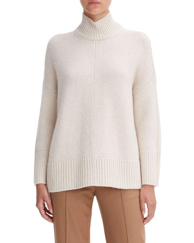 Vince Oversize Wool & Cashmere Turtleneck Tunic Sweater - White
