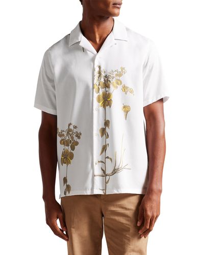 Ted Baker Bedmon Floral Short Sleeve Button-up Shirt - White
