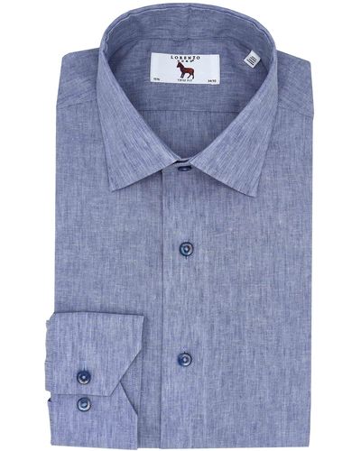 Lorenzo Uomo Trim Fit Textured Dress Shirt - Blue