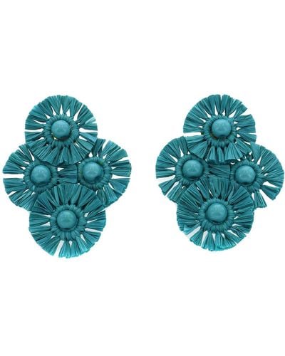 Panacea Turquoise Raffia Stud Earrings - Blue